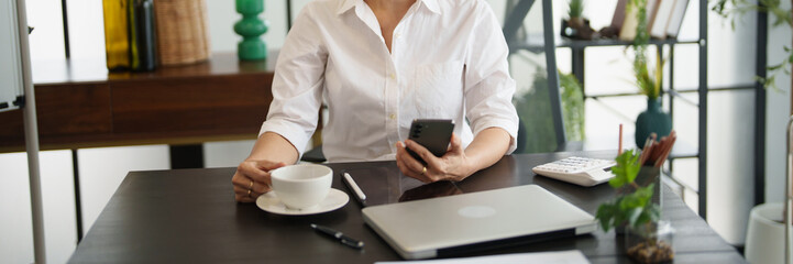 Senior business asian woman mature working in office