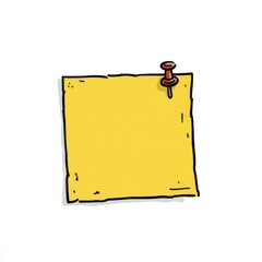 Yellow sticky note, pin