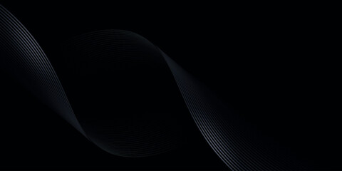 Dark background with flowing, dynamic black wavy lines. Vector illustration for banners, covers, presentations, award cards, certificates. Vector Vol. 2