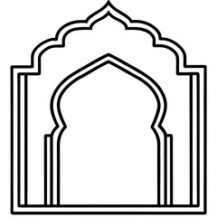 Ornamental Islamic Arch Gate Line Art Vector 