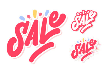 Sale Handwritten Vector Lettering. Three color and design variations.