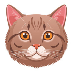 Adorable Brown Tabby Cat Portrait Vector Illustration