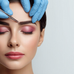 Beauty Treatment Taking Place in a Salon With a Focus on Eyebrow Shaping During Daylight