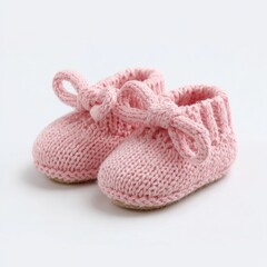 Knitted baby booties, light pink, soft, and cozy