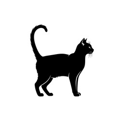 Vector art of a black cat is standing in silhouette style