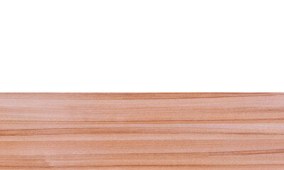 Long wooden table isolated on white background in vintage design empty kitchen counter interior  PNG transparent.