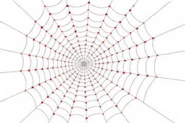 Expanding network with red nodes over a transparent background, perfect for technology and communication concepts
