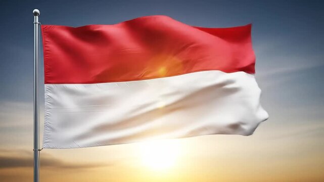 Waving Indonesian national flag