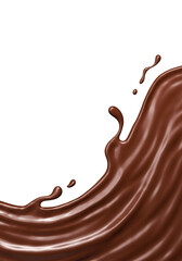Chocolate flow isolated splashes wave. 3D render illustration