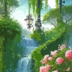 Various oil paintings, flowers, waterfalls, lake scenery, chrysanthemums, birds, strawberries, roses, peonies, roses, peonies, butterflies