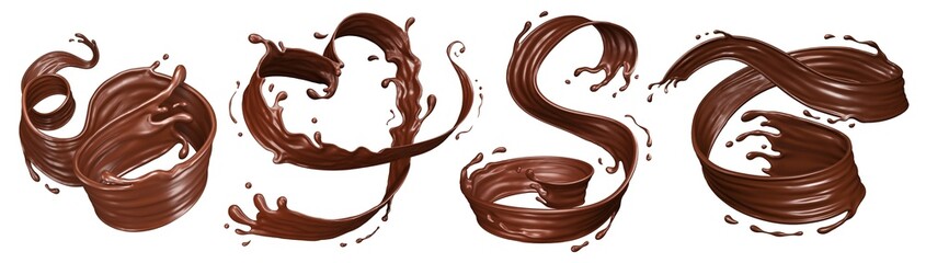 Chocolate heart splash, 3D liquid swirl love shape for Valentine collection