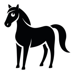 Black Cartoon Horse Illustration Simple Equine Silhouette with a Playful Style