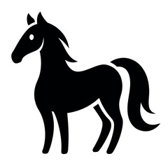Simple Black Horse Silhouette Minimalist Design of a Standing Equine Illustration for Various Uses
