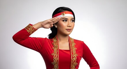 Indonesian independence day saluting woman