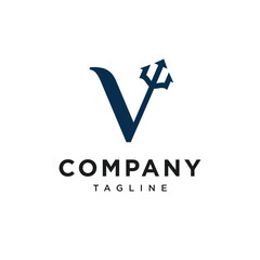 Letter V Trident Logo Icon vector