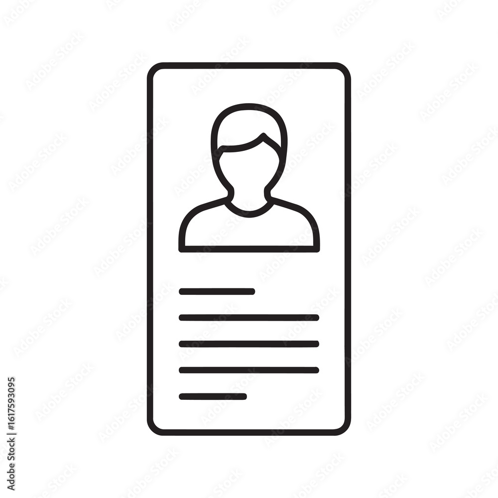 Poster personal id card icon for user identification and profile access representing employee badge and per