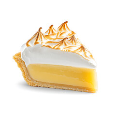 Slice of Lemon Meringue Pie with Golden Topped Meringue