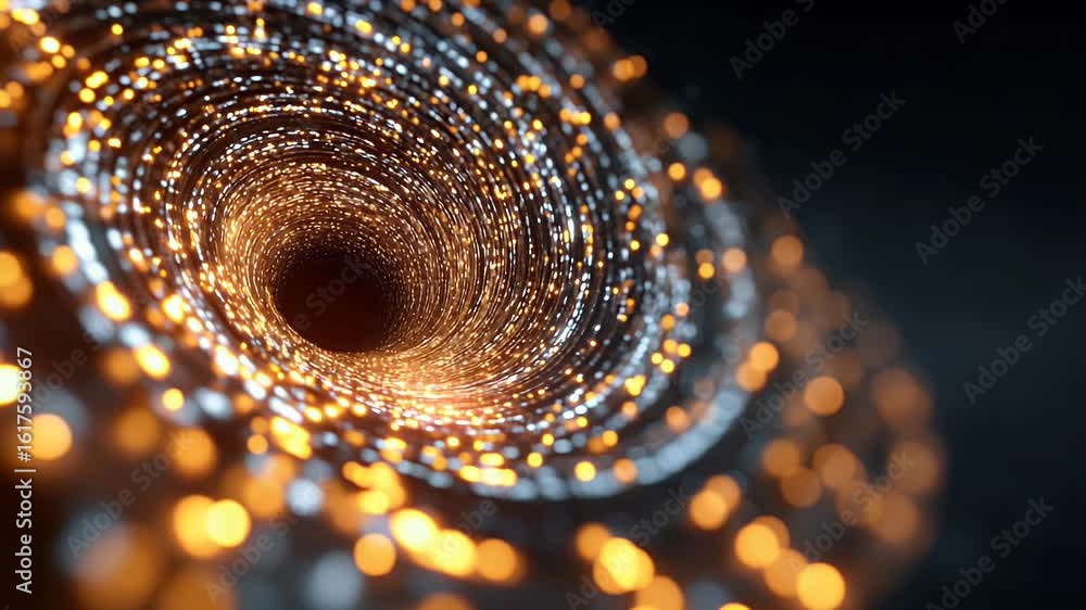 Poster abstract futuristic digital background with a glowing spiral tunnel, representing data transfer and 