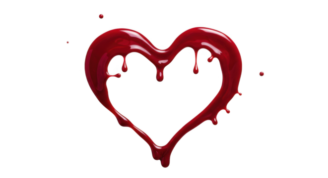 Red Heart Shaped Paint Splatter Abstract Art PNG Transparent Background
