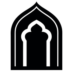 Silhouette of Islamic Architecture A Stylized Black and White Doorway Design Illustration