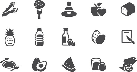 Food Ingredients and Seasoning Icon Set – Salt, Pepper, Oil, Vinegar, Sauce, Honey, Herbs, Kitchen, Bottle, Cooking, Ingredient, Meal Prep, Natural Flavor, Spices, Condiment, Culinary Icon, Fresh Tast
