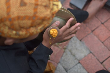 Man Holding a Gamelan Instrument