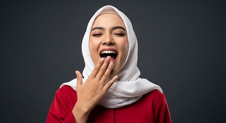 Yawning woman in hijab