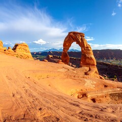 Iconic arch in desert landscape