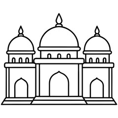 Simple Three-Dome Mosque Vector – Outline Style 