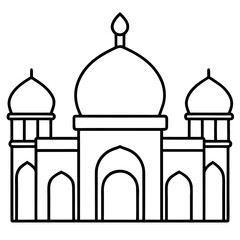 Simple Three-Dome Mosque Vector – Outline Style 