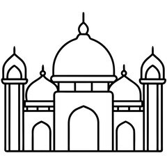 Simple Three-Dome Mosque Vector – Outline Style 