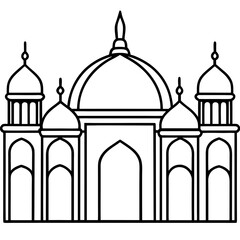 Simple Three-Dome Mosque Vector – Outline Style 