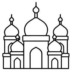 Simple Three-Dome Mosque Vector – Outline Style 