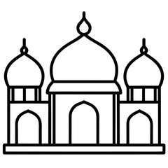 Simple Three-Dome Mosque Vector – Outline Style 