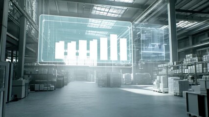 Industrial warehouse with digital overlay - Powered by Adobe