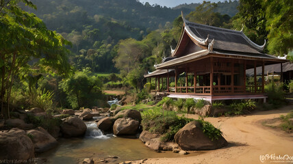 Obraz premium Pai, a small town in the valley, is full of its own unique charm.