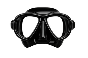 Shiny black diving mask resting on a transparent background, ideal for underwater exploration and thrilling ocean adventures