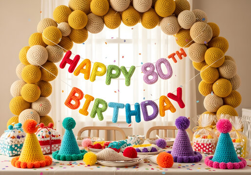 Golden Balloon Arch – 80th Crochet Birthday Party