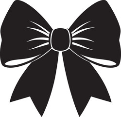 Christmas Bow Silhouette in Black | Decorative Holiday Ribbon Illustration Vector Format