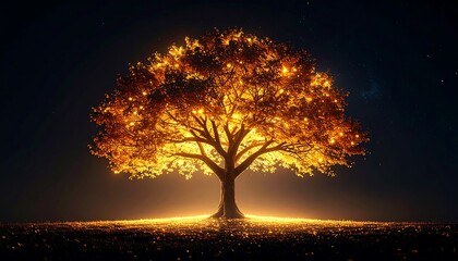 Illuminated tree at night