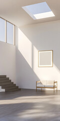 Bright and modern interior with minimalist furniture and natural light in a spacious room