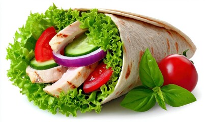 Chicken and Vegetable Wrap with Fresh Basil