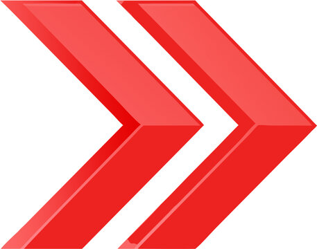Red 3D Double Arrow Chevron Symbol

