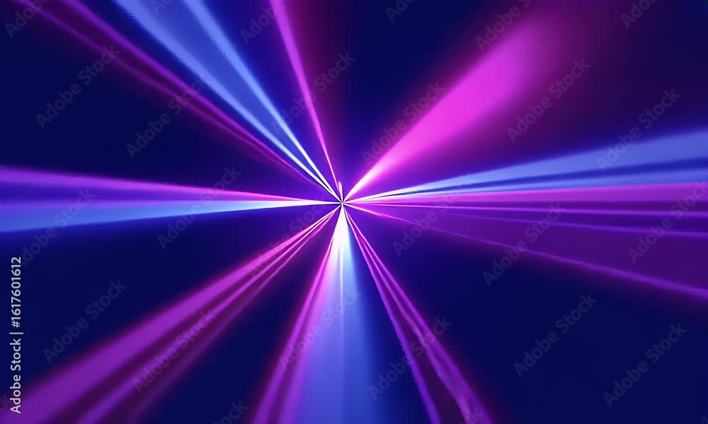 Poster vibrant purple and blue rays radiating from the center, creating an abstract background with dynamic