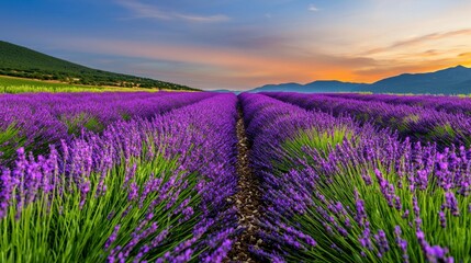 Sunset over Lavender Fields