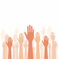 Obraz premium Silhouette vector of a line of people holding hands and raising them together, symbolizing solidarity and social support