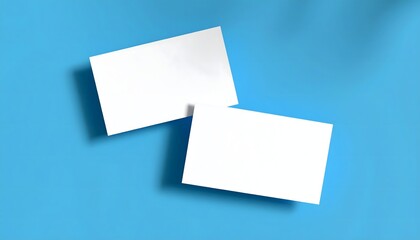 Two Blank Business Cards on Blue Background Top View