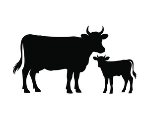 Silhouette of Cow and Calf Mother Nature