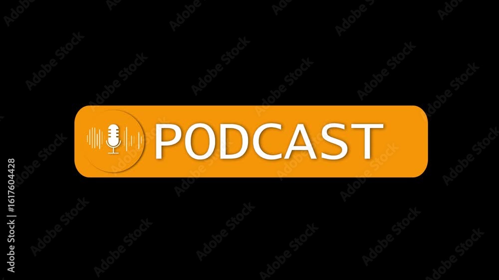 Aufkleber modern graphic design element for podcast lower third intro and outro in orange. streaming online vi