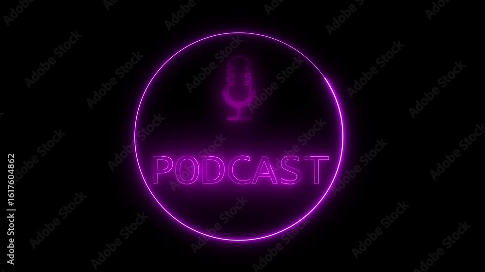 Aufkleber modern technology design element with glowing purple circle for radio show intros. purple neon podca